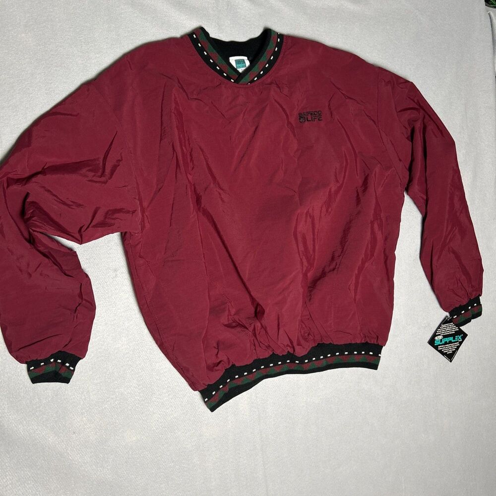 Turfer Mens Size XLLong Sleeve Pullover VTG Windbreaker SafeCo Life Embroidered